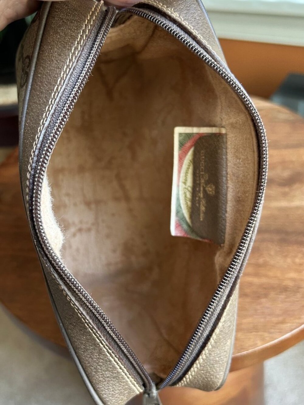 GUCCI GG Supreme Web Sherry Line Clutch, Pouch, Brown, Taupe - Picture 7 of 11